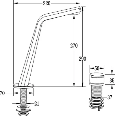 Produktbild von Design Waschtischarmatur Badarmatur XELO-Flex 260 - Hoher Auslauf - Neoperl-Strahlregler - Hochdruckarmatur, Farbe:Gunmetal