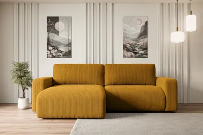 Produktbild von ALTDECOR Ecksofa mit Schlaffunktion und Bettkasten Corner Sofa Eckcouch Couch L-Form universal, links/rechts Schlafcouch Ausziehbar Wohnlandschaft Schlafsofa KLEEA-L - 247x143x83cm Senfgelb
