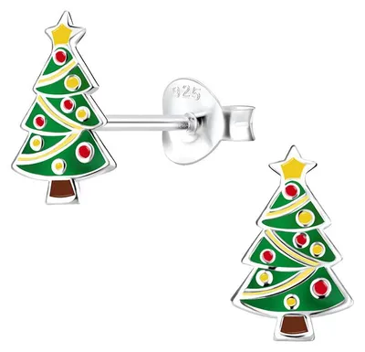 Produktbild von Ohrstecker Weihnachten: 925 Silber Ohrringe „Weihnachtsmann oder Weihnachtsbaum“ Christbaum (Christmas tree)