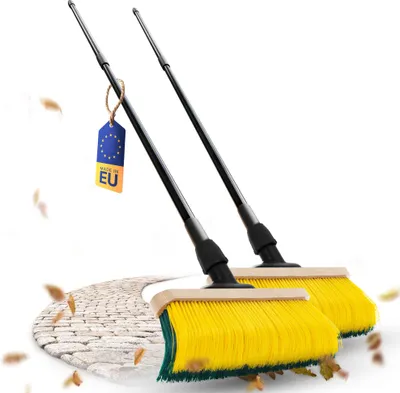 Produktbild von Novaliv 2x Premium Krallenbesen mit Stiel 50cm, Spezialbesen gebogenen Borsten - Ideal als Gartenbesen, Kratzbesen, Kunstrasen Besen, Optimal für Camping, Straßenbesen, Kehrbesen