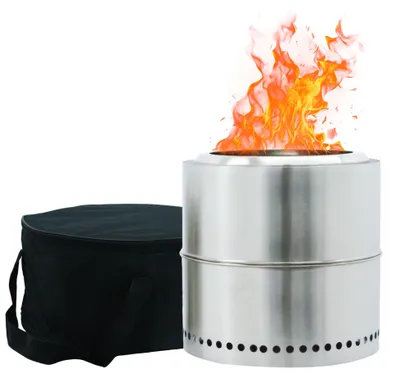 Produktbild von Edenoutdoor Feuerstelle, Feuerkorb, Feuertonne, Ø 37 cm, Deko für Garten,Terrasse und Balkon,Für Pellets/Holz, Edelstahl rauchfreier Camping-Tischkocher für die Vorstadt,Silber