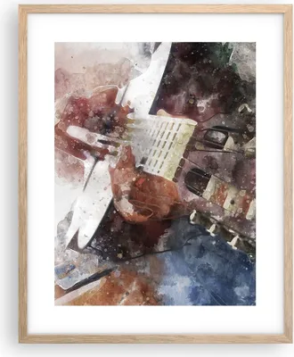 Produktbild von Gerahmtes Poster - Rahmen in heller Eiche - Gitarre Musik - 40x50 cm - Wand Bild - Wanddeko - Wandbilder - Kunstposter - Wandposter - Bilderrahmen - Bilder - Kunstdruck - Wandbild - P2NPA40x50-4000