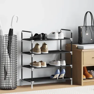 Produktbild von vidaXL Schuhregal mit 4 Ablagen Metall und Vliesstoff Schwarz