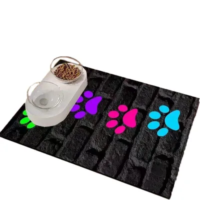 Produktbild von Heikoeco® 30*40cm farbige Pfotenschüsselmatte | Rutschfest und sicher | Schnelle Wasseraufnahme | Dickes, langlebiges Material | Modische Muster