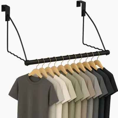 Türhaken für Kleidung & Handtücher – schwarz, verstellbar, Metall