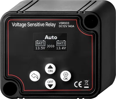 Produktbild von Trennrelais Doppelbatterie - Batterieisolator 12 V 140 A - LCD-Display - Automatischer Batterietrennschalter - Kompatibel mit Lithium & Blei-Säure - Für Auto LKW Wohnmobil Boot