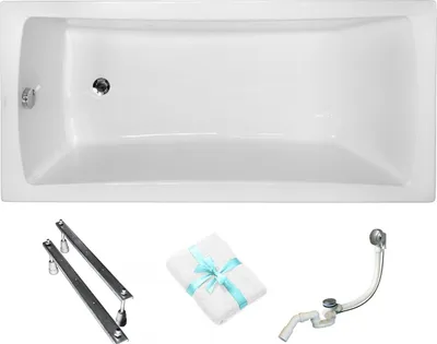 Obrázok produktu pre Aqua For You | Vaňa - Besco Obdĺžniková vaňa - 150 x 70 cm - 139 l - Antibakteriálna vrstva - So sifónom a nožičkami