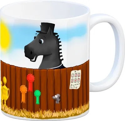 Produktbild von Kaffeebecher mit schwarzes Dressurpferd Motiv Kaffeetasse Tasse