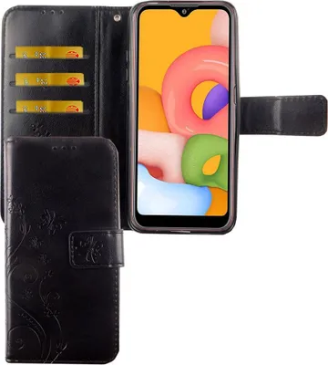 Produktbild von Samsung Galaxy A01 Handy Hülle Schutz-Tasche Cover Flip-Case Kartenfach Schwarz