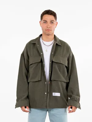 Produktbild von Hemdjacke Oversize Herren Kleidung Hemd Freizeit-Jacke Uni Überhemd Overshirt L Khaki