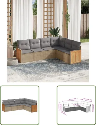 Produktbild von The Living Store 6-tlg. Garten-Sofagarnitur mit Kissen Beige Poly Rattan