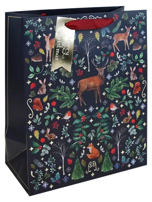 Produktbild von Clairefontaine 12x Geschenktasche, Waldmotive, 26,5x14x33 cm Blau X-36017-2C