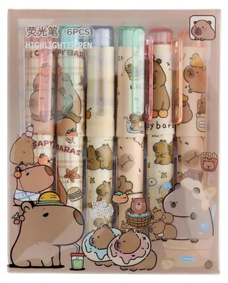 Image de Lot de 6 marqueurs, couleur capybara pastel, pointe biseautée