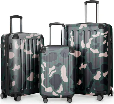 Produktbild von HAUPTSTADTKOFFER - Spree - Kofferset 3tlg Hartschalenkoffer Reisekoffer mit Erweiterung Trolley-Set, TSA, 4 Rollen, S M & L,Camouflage