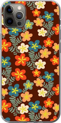 Produktbild von MuchoWow® Handyhülle Schutzhülle Hülle für Telefoonhoesje iPhone 12 Pro Max Retro - Muster - Blumen - 1970er Jahre Silikon Softcase Handy Hülle - Hartschale