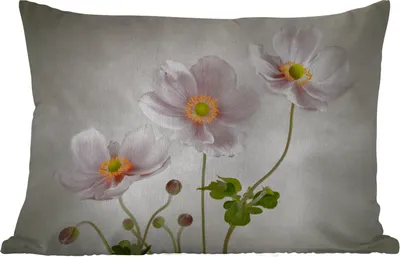 Produktbild von MuchoWow® Outdoor Kissen - Blumen - Stillleben - Ölfarbe - Mohn - Rosa - 60x40 cm - Wetterfest - Lounge Kissen - Zierkissen - Kissen für Innenräume