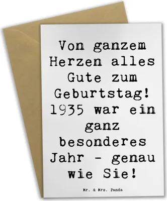 Produktbild von Mr. & Mrs. Panda neujahrskarte Spruch 1935 Geburtstag - Weiß - Geschenk, besondere Sprüche, hochzeitskarten, Happy Birthday, einladungskarten, Geburtstagsgeschenk, feiern