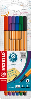 Immagine prodotto di Fineliner - STABILO punta 88 - confezione da 6 - con 6 colori diversi