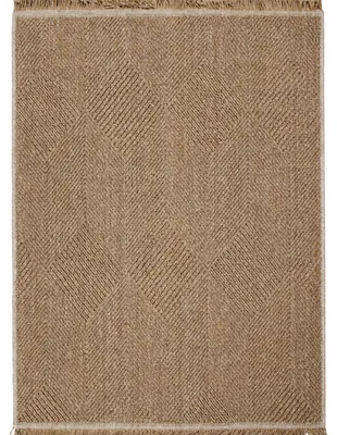 Image de Tapis aspect jute intérieur extérieur losanges beige 190x290