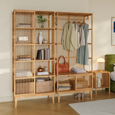 Produktbild von Garderobenset 1 x ’Trundholm’ + 1 x ’Vemb’ 185 x 160 x 45 cm aus Bambus