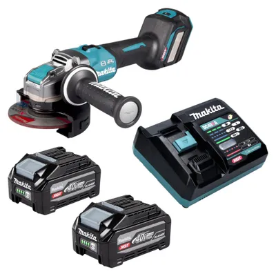 Productafbeelding van Makita GA 041 GU201 accu-haakse slijper 40 V max. 125 mm X-LOCK Brushless + 2x accu 4,0 Ah + oplader