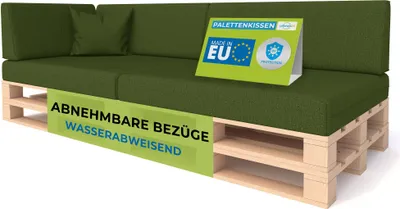 Obrázek produktu pro Pillows24 - Polštáře na palety s odnímatelným potahem - SADA 6 | Polštáře na pohovku z europalet 120x80 - Voděodolné - Venkovní/interiérové | Zelené