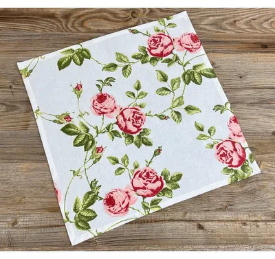 Image de Serviette de table en tissu DORRIT Serviette de table en tissu Landhaus Roses