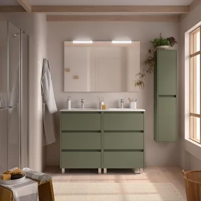 Produktbild von Badezimmermöbel BALTIC 1200 3 Schubladen GREEN SATIN + Waschtisch