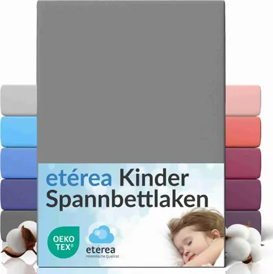 Produktbild von Jersey Spannbettlaken 80x160 - 80x180 cm, 100% Baumwolle Bettlaken,  Grau