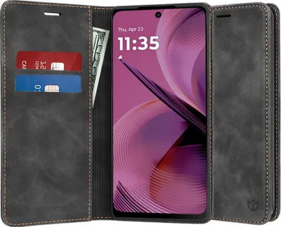 Produktbild von Techsuit Confy Book Wallet Klapphülle für Motorola Moto G55 - Schwarz