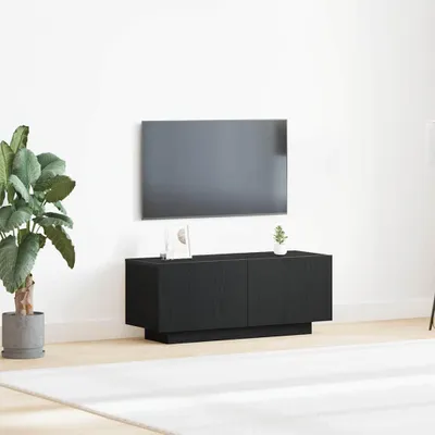 Immagine prodotto di Maison Exclusive - Mobile TV 100 x 35 x 40 cm, colore nero, finitura effetto legno di quercia, realizzato in materiale composito