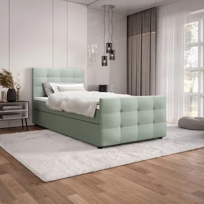 Obrázok produktu pre Jednolôžková posteľ 90x200 KAUR s úložným priestorom - mätová