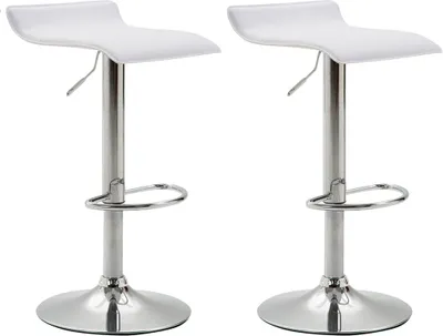 Produktbild von CLP 2er Set Barhocker Dyn V2 Kunstleder höhenverstellbar und drehbar weiß Gestell Farbe chrom