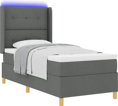 Obrázok produktu pre Posteľ s pružinovým rámom s LED pásikmi Sivá 80 x 200 cm látka