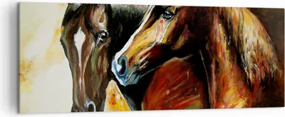Produktbild von Bild auf Leinwand - Leinwandbild - Pferd Natur Tier - 140x50cm - Wand Bild - Wanddeko - Wandbilder - Leinwanddruck - Bilder - Kunstdruck - Wanddekoration - Leinwand bilder - Wandkunst - AB140x50-3482