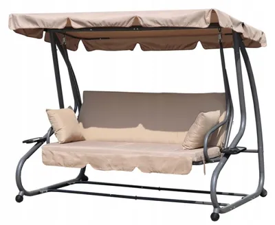 Produktbild von 3-Sitzer-Gartenschaukel, 2-in-1, mit Kissen, beige, MultiGarden