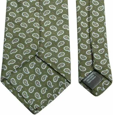 Produktbild von Krawatte für Herren, Einheitsgröße, aus Baumwolle mit Paisley-Muster in Olive