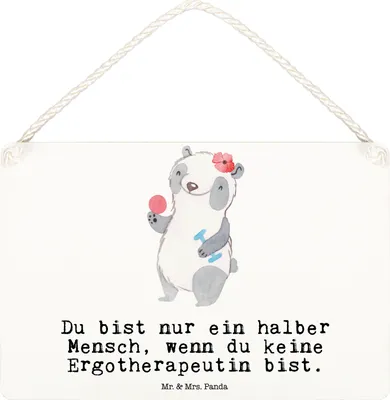 Produktbild von Mr. & Mrs. Panda holzbild Ergotherapeutin Herz DIN A6 - Weiß - Geschenk, wandtafel, Wandbild Holz, Schild, Ausbildung, Holzschild, Beruf, Türschild, Spruch, Witzig
