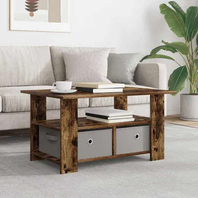 Zdjęcie produktu dla Maison Exclusive – stolik kawowy z dębu wędzonego 77 x 55 x 42 cm z płyt drewnopochodnych
