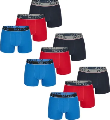 Produktbild von Phil & Co. Berlin Herren Retro Boxer 9-Pack Jersey Core - BlueRedBlack - Größe XXL