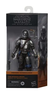 A Star Wars Black Series action figure of The Mandalorian in its packaging.