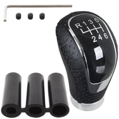 Image de Universel 6 Vitesses Cuir Noir + Bouton De Vitesse Argenté