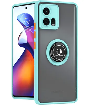 Immagine prodotto di Custodia per Motorola Edge 30 Fusion in TPU traslucido opaco con supporto ad anello e supporto Blu