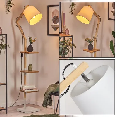 Produktbild von Tercimonte verstellbare Stehlampe aus Holz/Metall/Stoff in Natur/Weiß