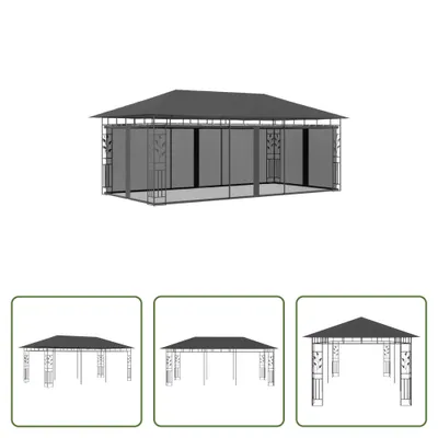 Produktbild von The Living Store Pavillon mit Moskitonetz 6x3x2,73 m Anthrazit