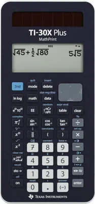Produktbild von Texas Instruments TI-30X, Tasche, Wissenschaftlicher Taschenrechner, 10 Ziffern, 4 Zeilen, Batterie/Solar, Schwarz