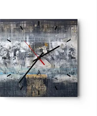 Produktbild von Wanduhr - Quadrat - Glasuhr - Abstraktion modern - 40x40cm - Schleichendes Uhrwerk - Lautlos - zum Aufhängen bereit - Dekoration Modern - Wanddekoration aus Glas - C3AC40x40-3474
