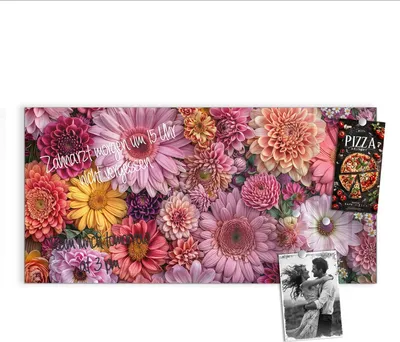 Produktbild von Magnettafel 100x50cm Pinnwand Whiteboard beschreibbar - Bunte Blumenpracht