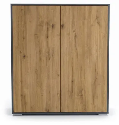 Produktbild von InnoFurn Highboard Elena M1, 2 Türen, Push-to-Open, Anthrazit matt/Eiche Evoke, 103 x 118 x 37 cm
