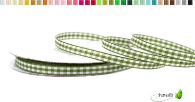 Produktbild von Karoband 6mm, 20 Meter, Farbauswahl:lindgrün 563D / olivgrün